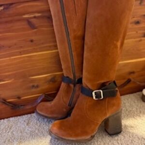 Freebird by Steven Tall Suede Heeled Boots – Cognac Brown